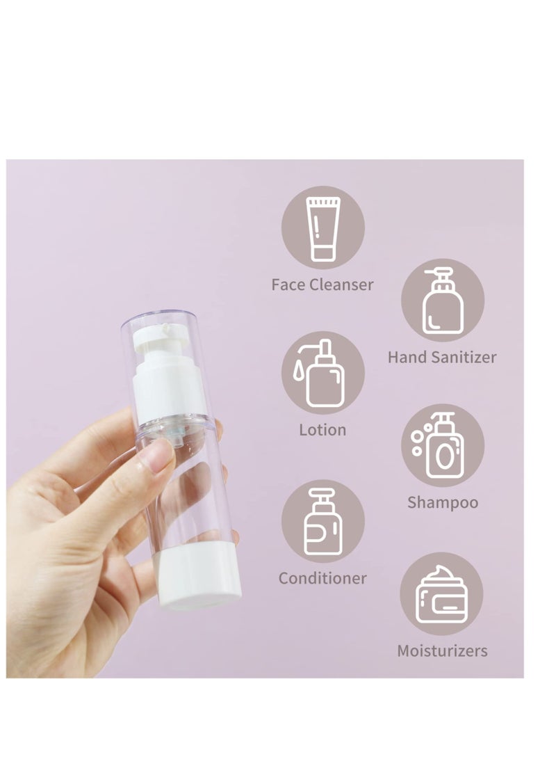 15ml Airless Cosmetic Pump Bottle - 12 Pack Travel Size Dispenser for Hand Sanitizer, Toner, Gel, Hair Oil, Lotion & Face Cream - Refillable Containers for Skincare & Beauty Products