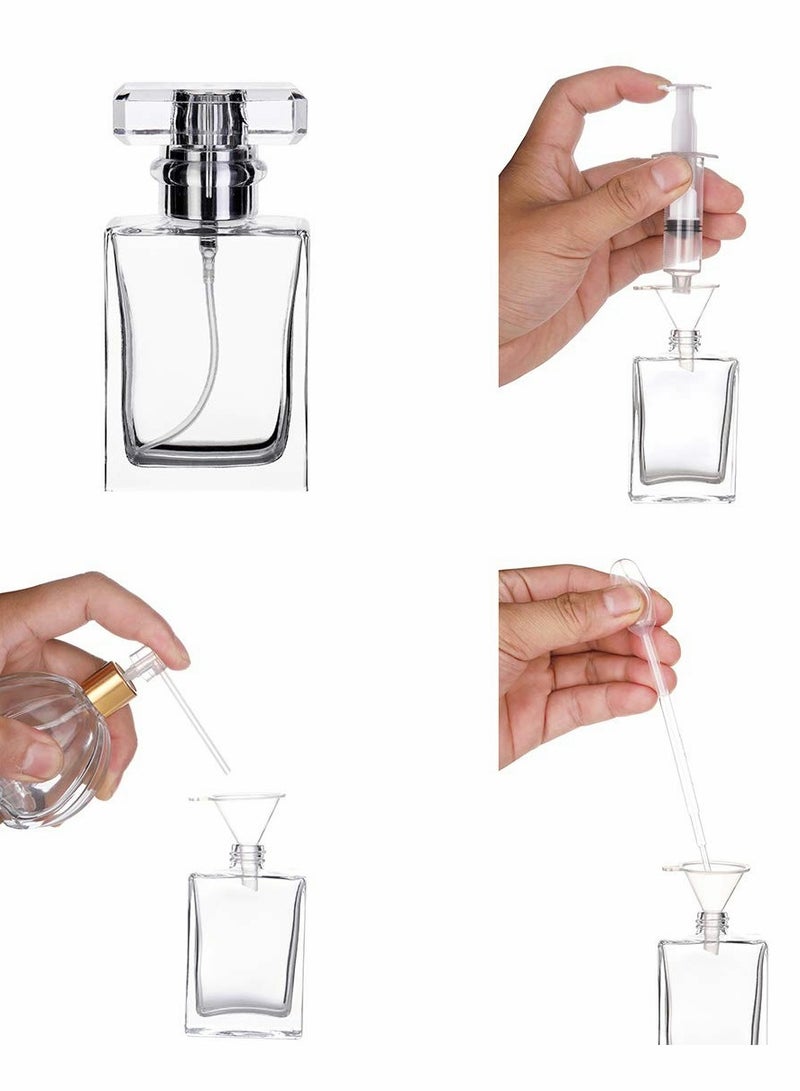 Portable Clear Black Refillable Perfume Bottle - Square Empty Glass Atomizer with Spray Applicator for Travel, Fragrance, and Essential Oils