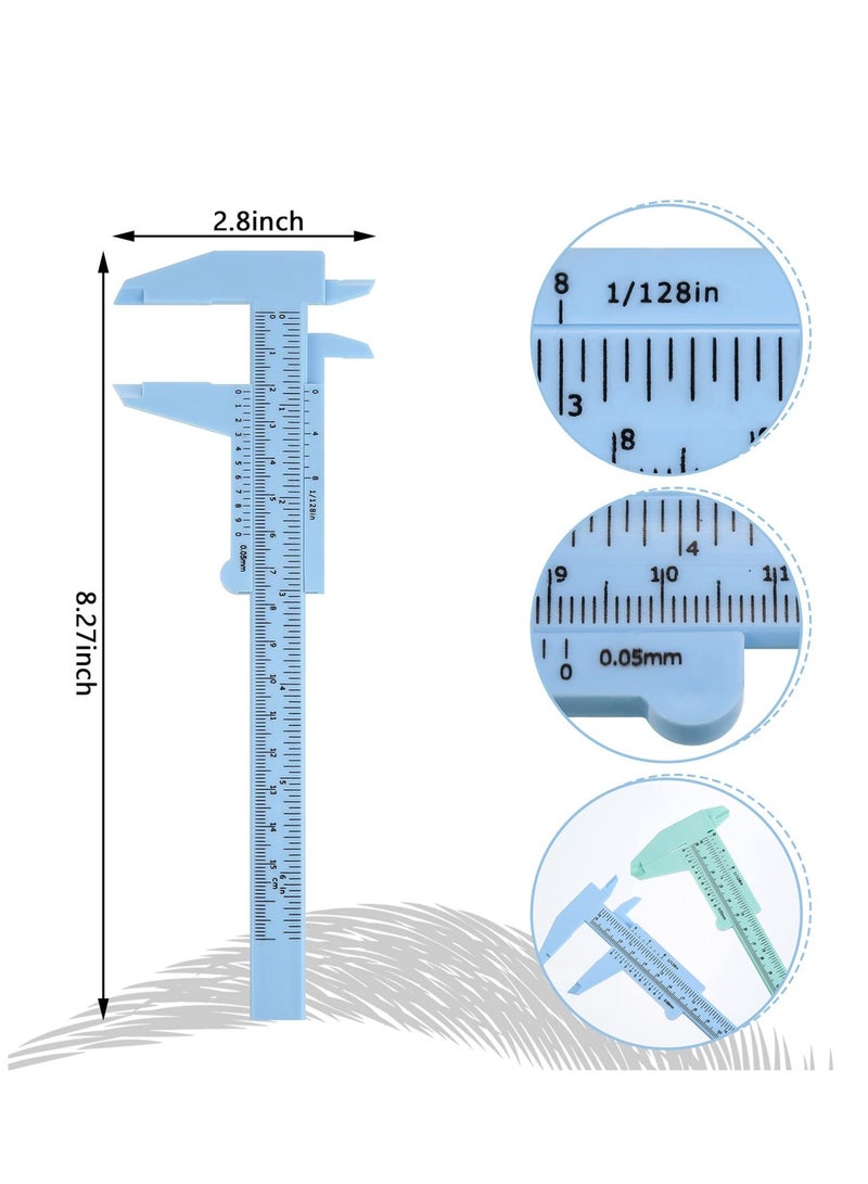 Eyebrow Measurement Ruler Kit - 5Pcs Brow Mapping Tools with Double Scale Mini Vernier Caliper for Microblading and Eyebrow Tattoo Artists - Precision Plastic Ruler for Makeup Application