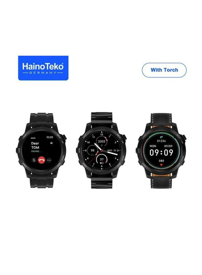 Haino Teko Germany RW-46 Amolded Display_3 Pairs Strap(Silicone,Leather,Stainless Steel__Black