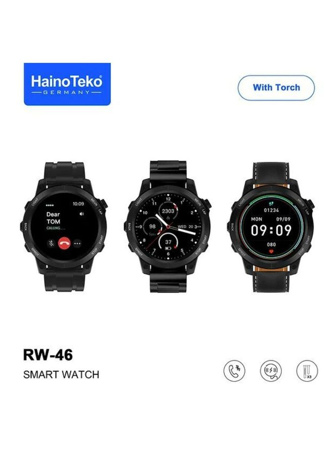 Haino Teko Germany RW-46 Amolded Display_3 Pairs Strap(Silicone,Leather,Stainless Steel__Black