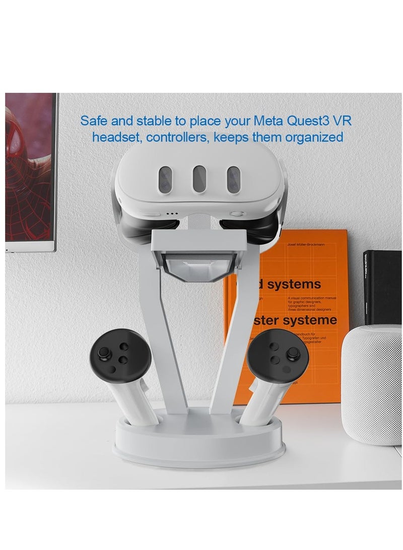 Versatile Stand for Quest 3 and Quest 2 VR Headsets with Touch Controllers, Ideal Storage and Display Solution for Rift and Rift S, Elegant White Design