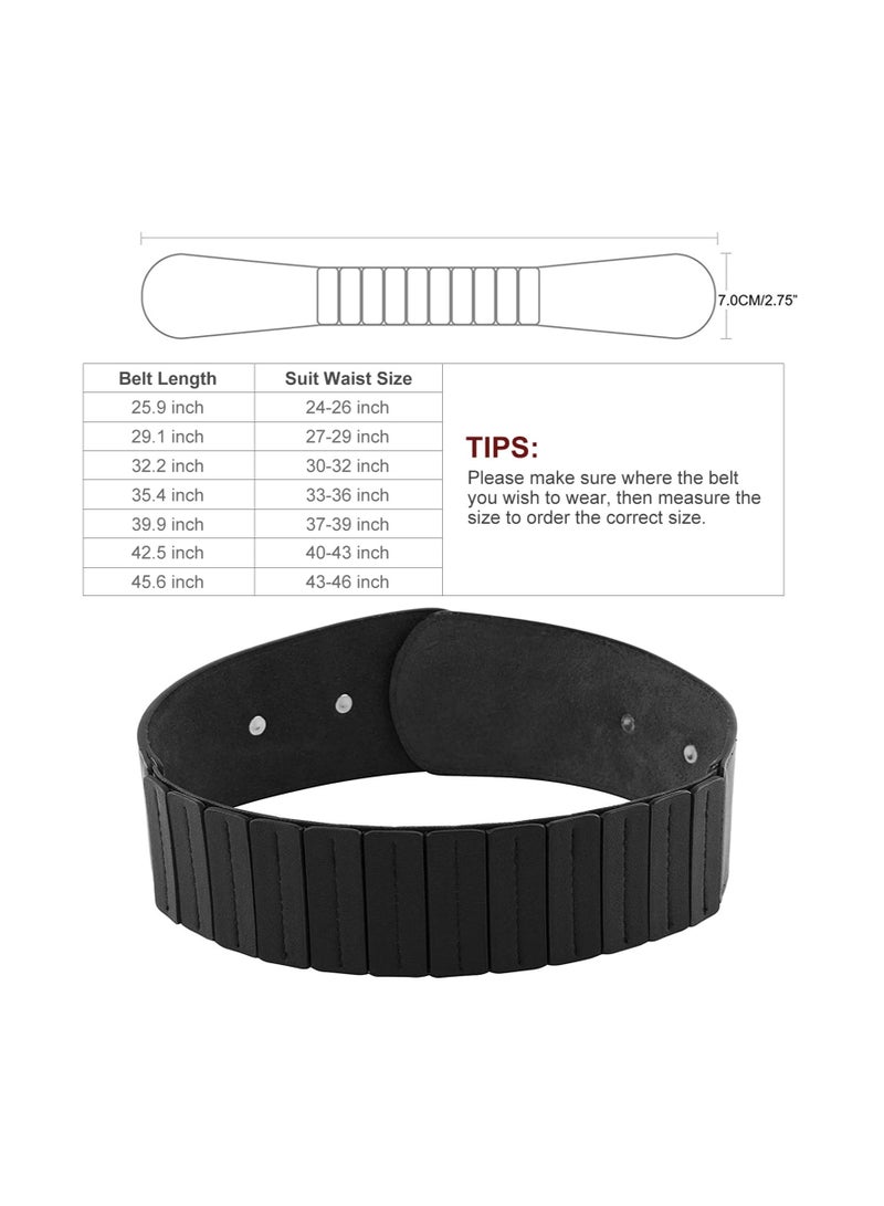 Vintage Women's Wide Elastic Stretch Waist Belt with Interlock Buckle for Halloween Style