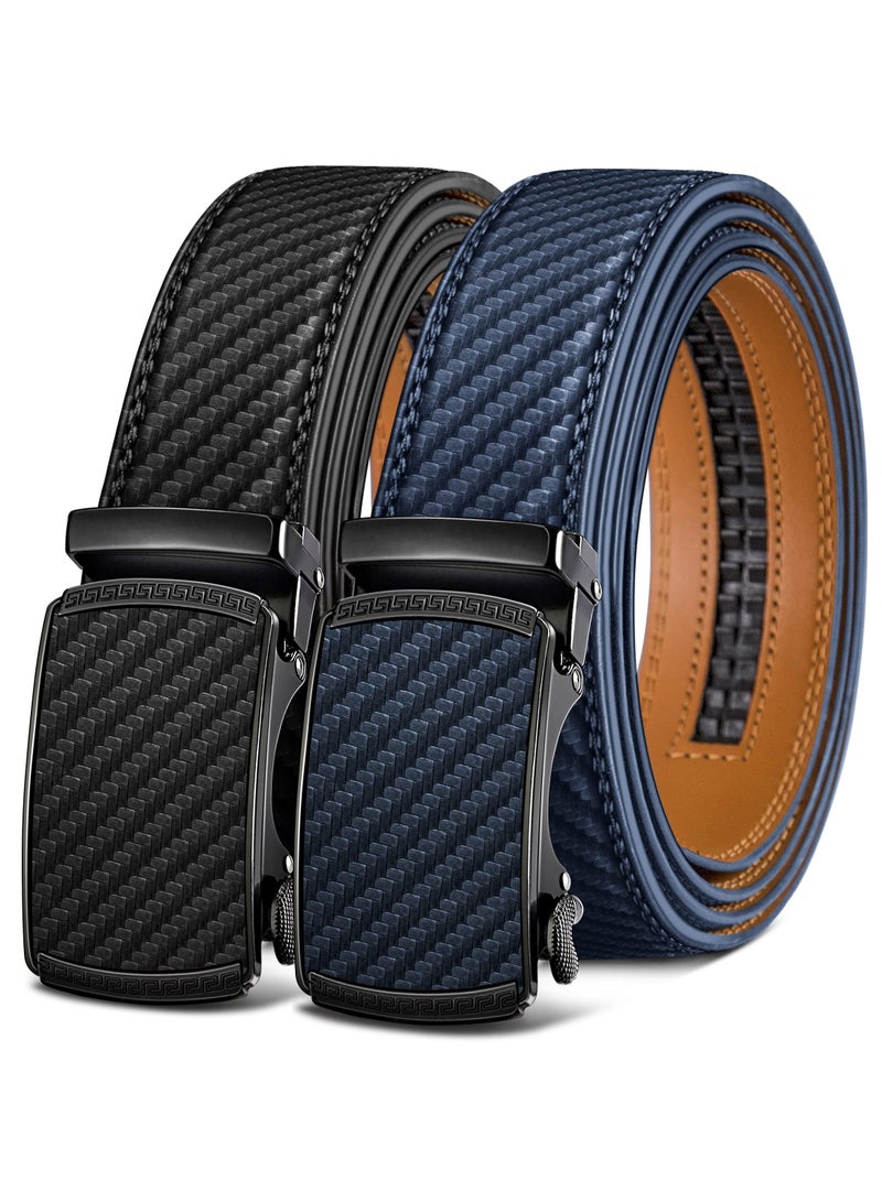 Adjustable Men’s Ratchet Belts for Casual and Dress Pants, Set of 2, 50 Inch Length