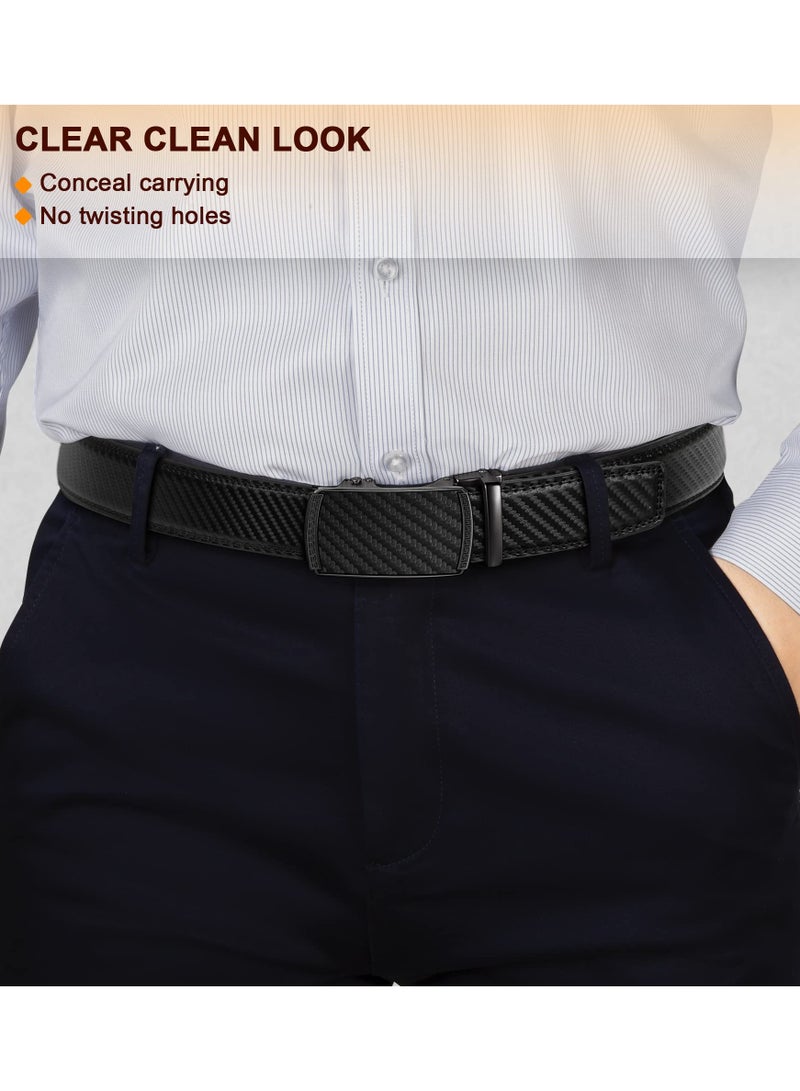 Adjustable Men’s Ratchet Belts for Casual and Dress Pants, Set of 2, 50 Inch Length