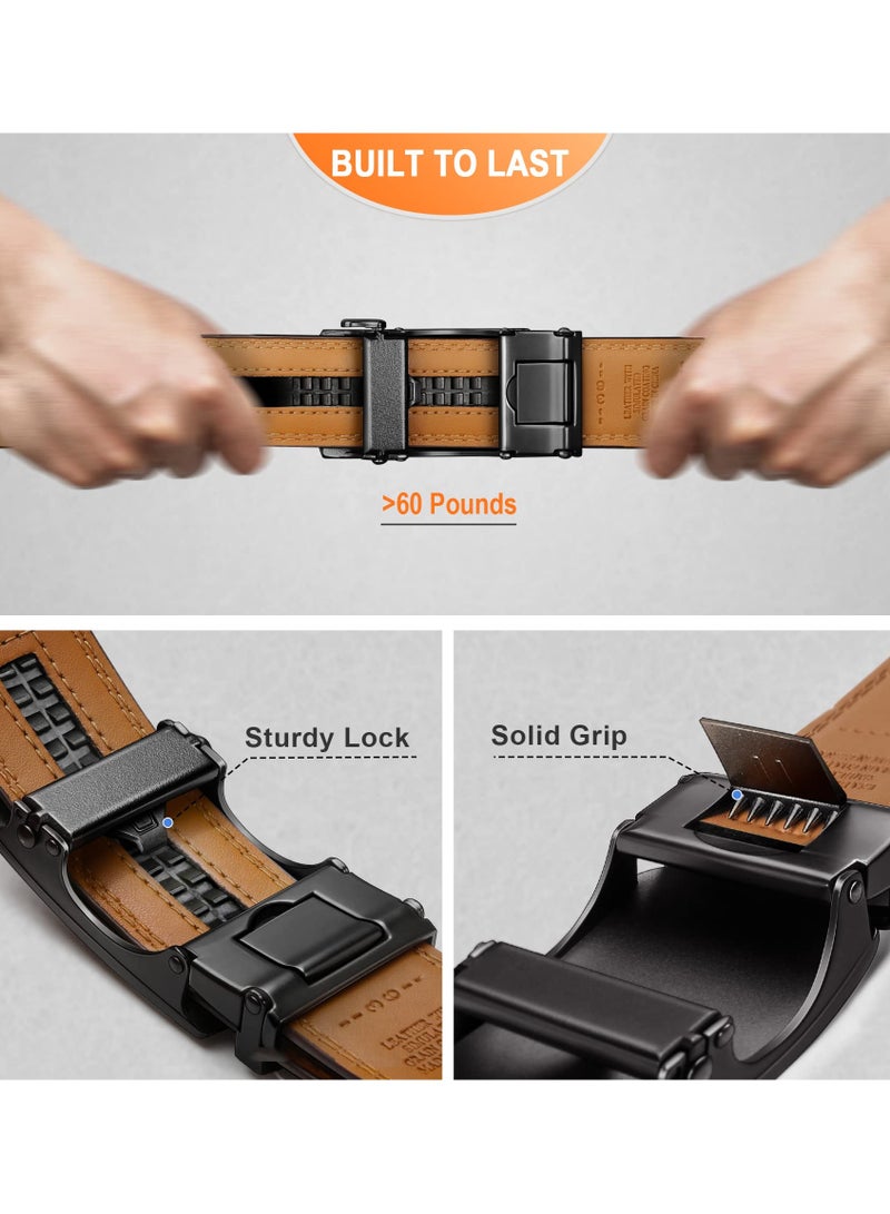 Adjustable Men’s Ratchet Belts for Casual and Dress Pants, Set of 2, 50 Inch Length