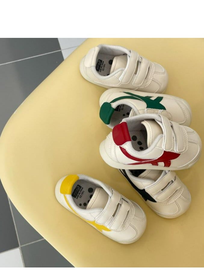 Spring And Autumn Children's Microfiber Velcro Canvas Shoes Color Blocked Lightweight Baby Shoes