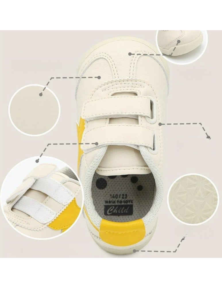 Spring And Autumn Children's Microfiber Velcro Canvas Shoes Color Blocked Lightweight Baby Shoes