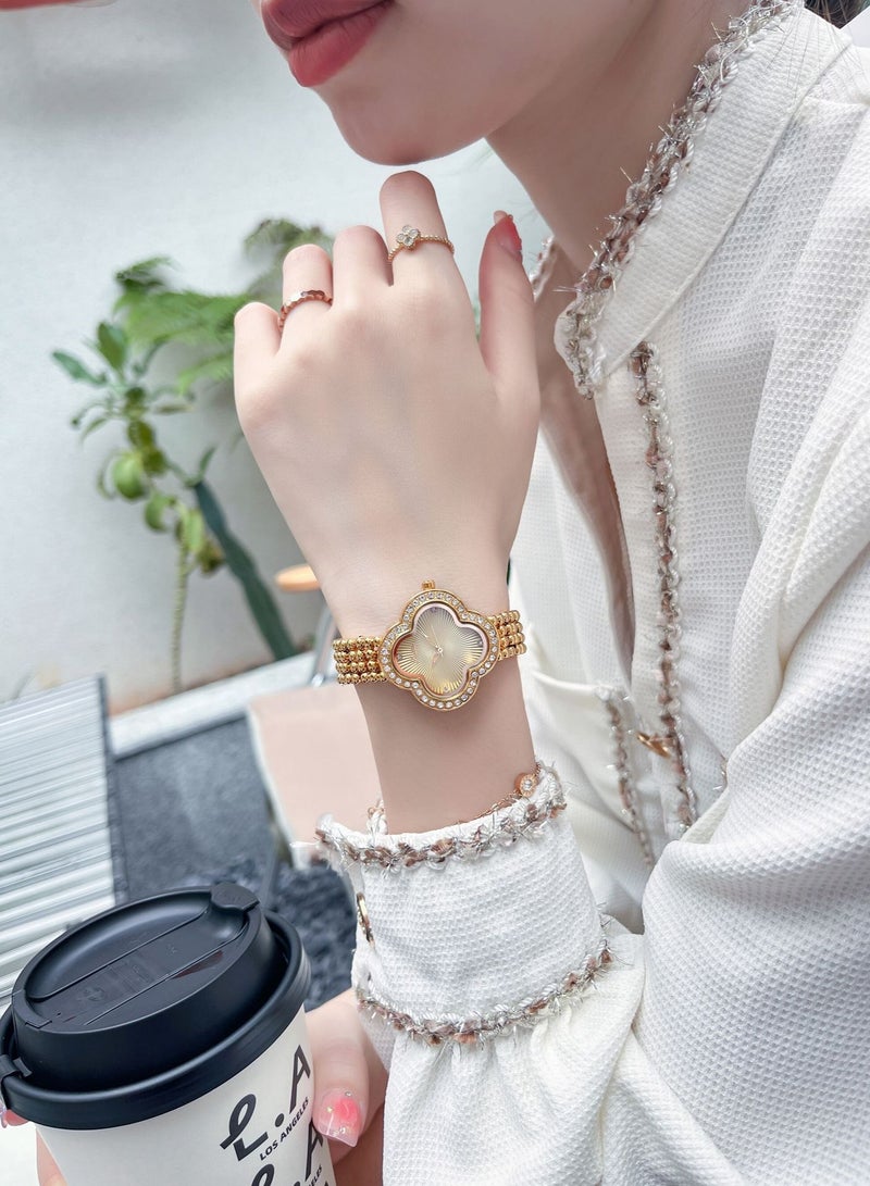 New Women's Watch Bracelet Watch, Women's Diamond Inlaid Flower Shaped Luxury Small Fragrance Style