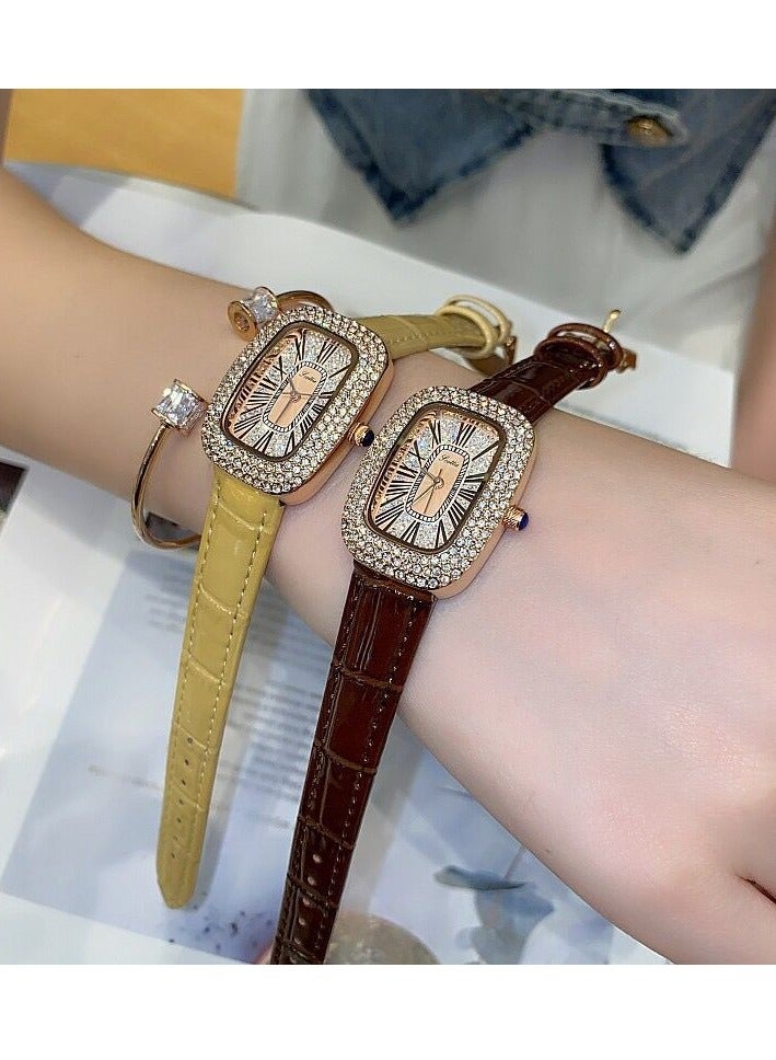 Oval Shaped Women's Watch Belt With Antique Style, Vintage Full Diamond Inlay, Exquisite Craftsmanship For Women's Watches