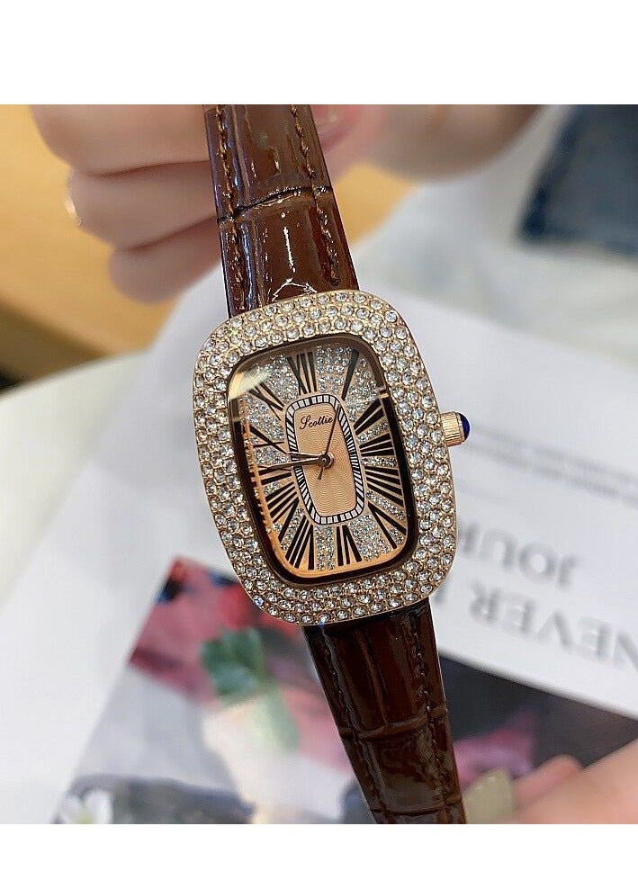 Oval Shaped Women's Watch Belt With Antique Style, Vintage Full Diamond Inlay, Exquisite Craftsmanship For Women's Watches