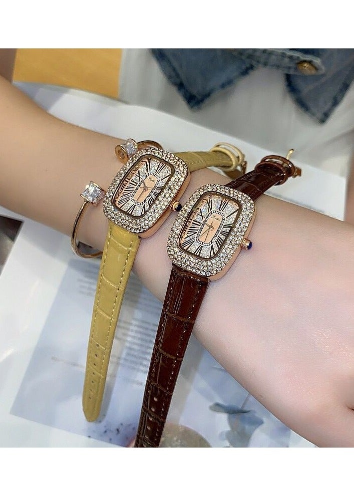 Oval Shaped Women's Watch Belt With Antique Style, Vintage Full Diamond Inlay, Exquisite Craftsmanship For Women's Watches