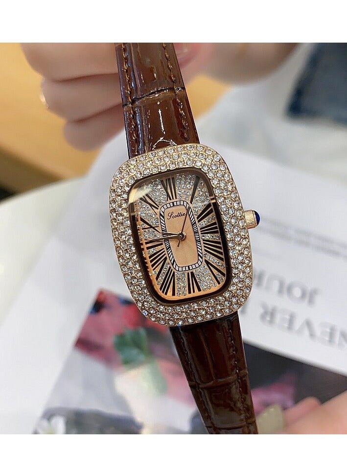 Oval Shaped Women's Watch Belt With Antique Style, Vintage Full Diamond Inlay, Exquisite Craftsmanship For Women's Watches