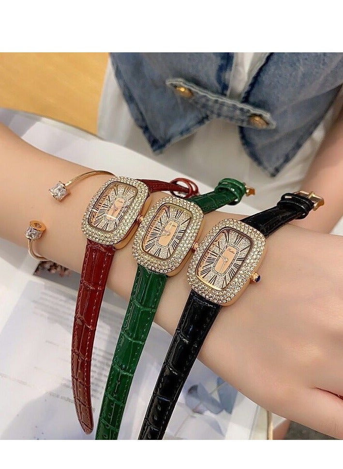 Oval Shaped Women's Watch Belt With Antique Style, Vintage Full Diamond Inlay, Exquisite Craftsmanship For Women's Watches