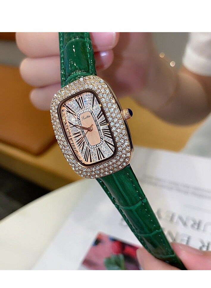 Oval Shaped Women's Watch Belt With Antique Style, Vintage Full Diamond Inlay, Exquisite Craftsmanship For Women's Watches