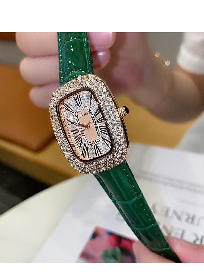 Oval Shaped Women's Watch Belt With Antique Style, Vintage Full Diamond Inlay, Exquisite Craftsmanship For Women's Watches