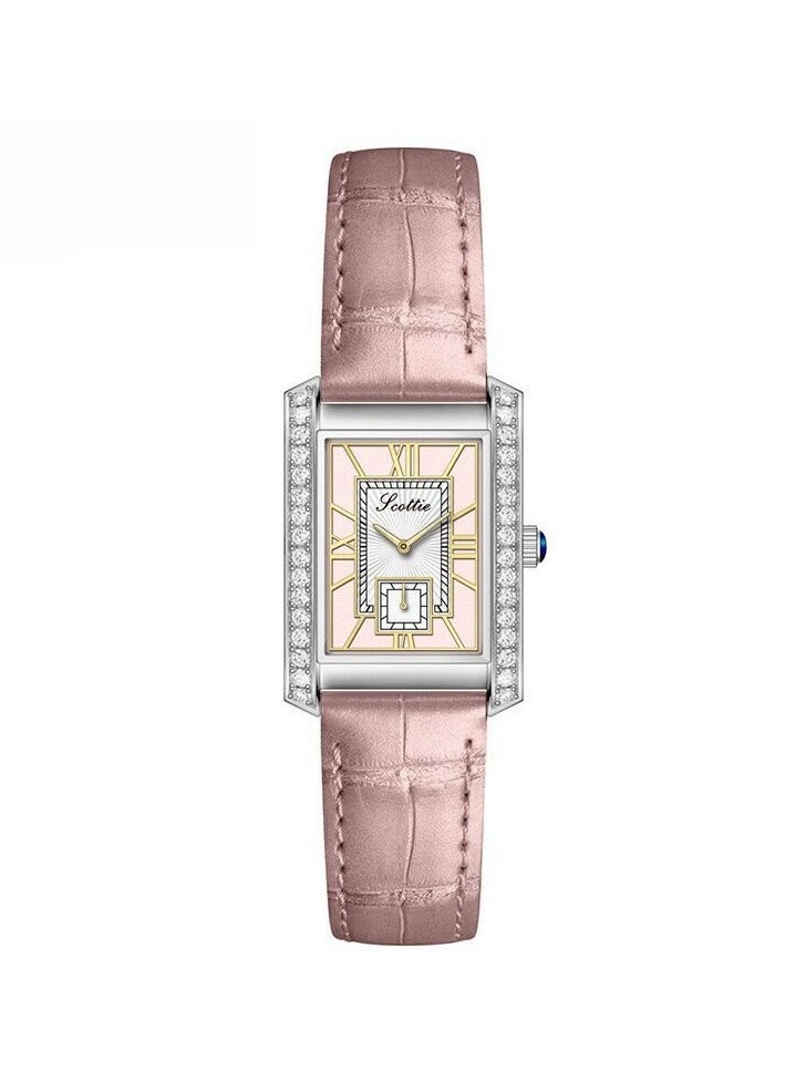 New Square Belt Women's Watch With Diamond Inlaid Square Plate, Two And A Half Needles, Foreign Trade Watch