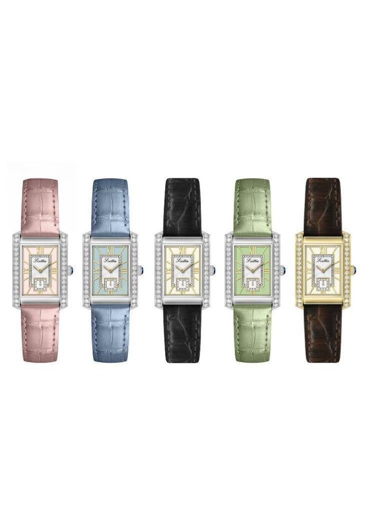 New Square Belt Women's Watch With Diamond Inlaid Square Plate, Two And A Half Needles, Foreign Trade Watch