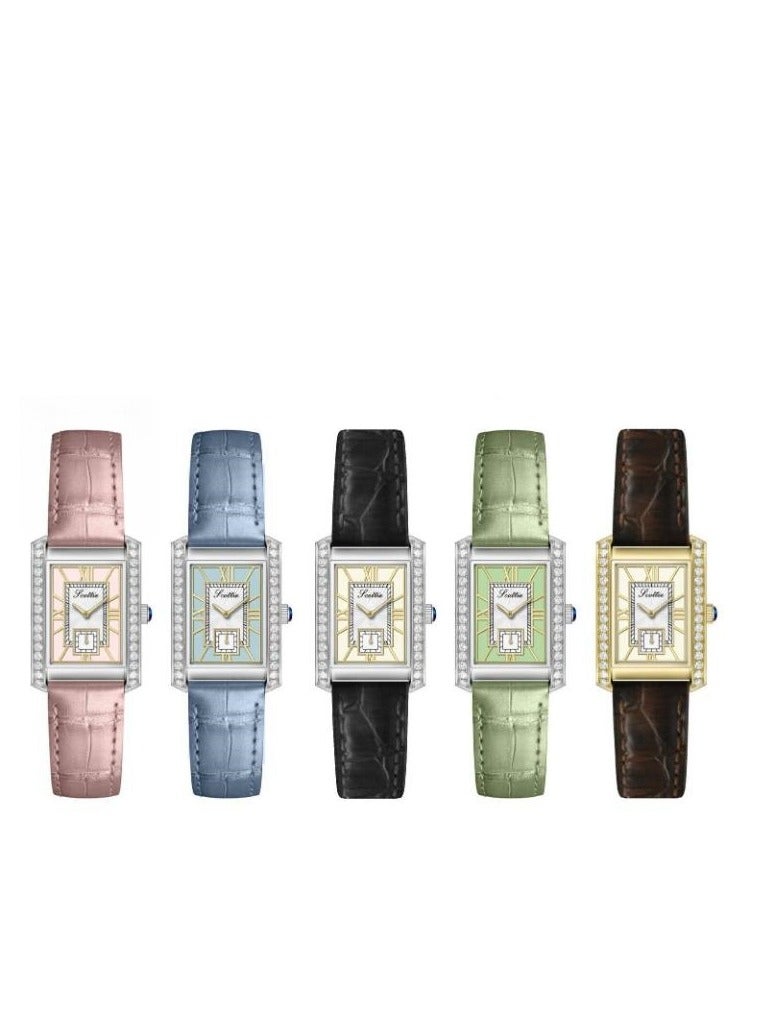 New Square Belt Women's Watch With Diamond Inlaid Square Plate, Two And A Half Needles, Foreign Trade Watch