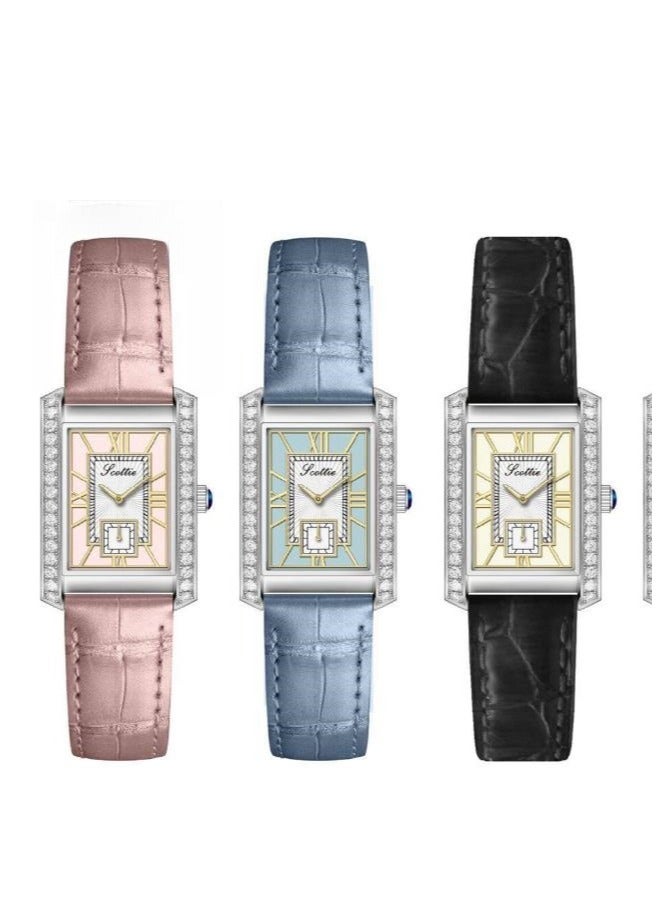 New Square Belt Women's Watch With Diamond Inlaid Square Plate, Two And A Half Needles, Foreign Trade Watch