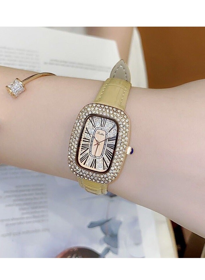 Oval Shaped Women's Watch Belt With Antique Style, Vintage Full Diamond Inlay, Exquisite Craftsmanship For Women's Watches