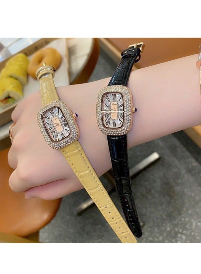 Oval Shaped Women's Watch Belt With Antique Style, Vintage Full Diamond Inlay, Exquisite Craftsmanship For Women's Watches