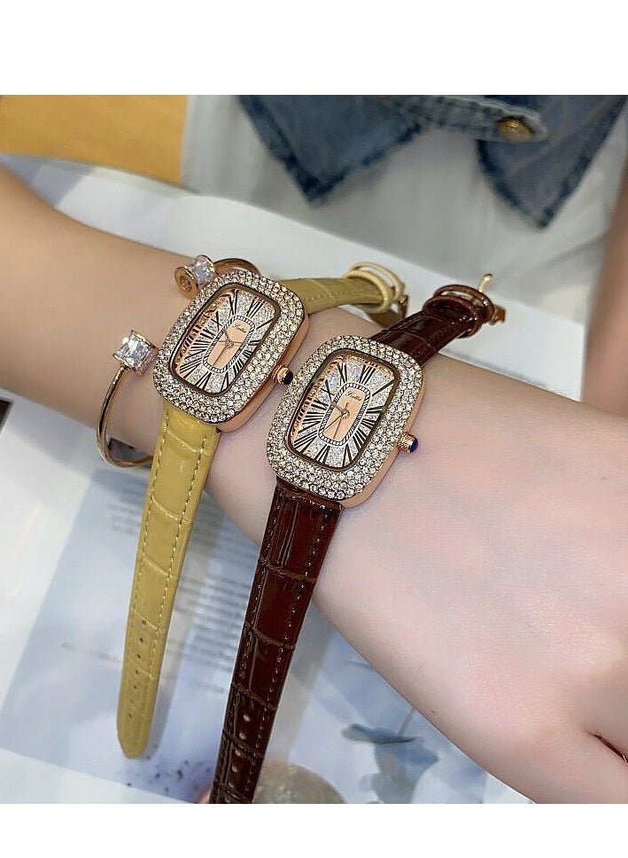 Oval Shaped Women's Watch Belt With Antique Style, Vintage Full Diamond Inlay, Exquisite Craftsmanship For Women's Watches