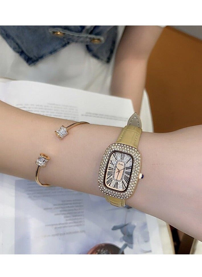 Oval Shaped Women's Watch Belt With Antique Style, Vintage Full Diamond Inlay, Exquisite Craftsmanship For Women's Watches