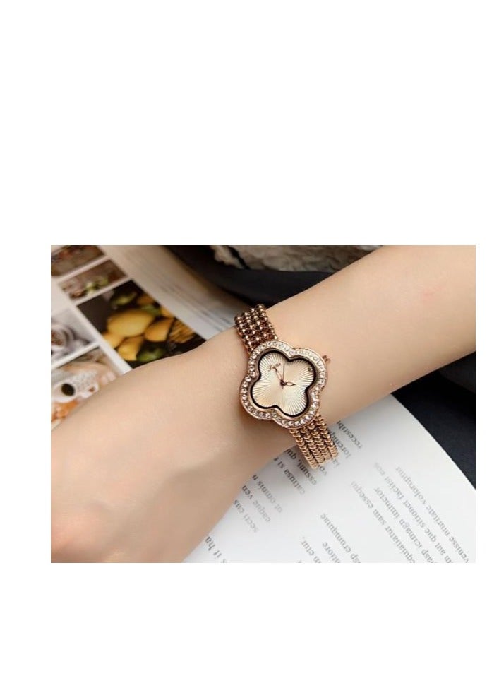 New Women's Watch Bracelet Watch, Women's Diamond Inlaid Flower Shaped Luxury Small Fragrance Style