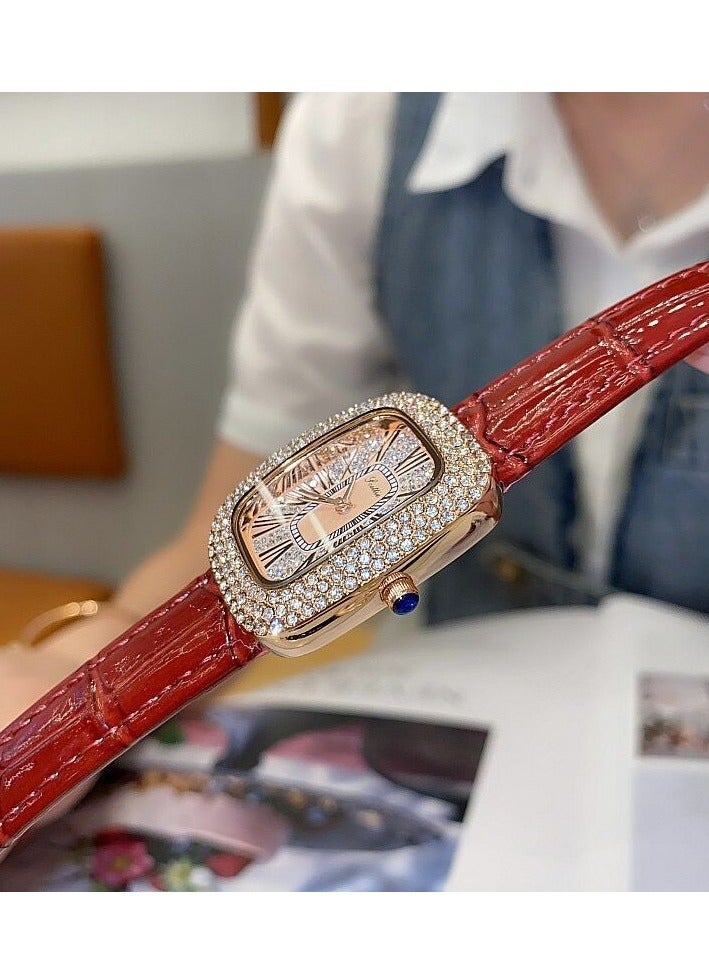 Oval Shaped Women's Watch Belt With Antique Style, Vintage Full Diamond Inlay, Exquisite Craftsmanship For Women's Watches