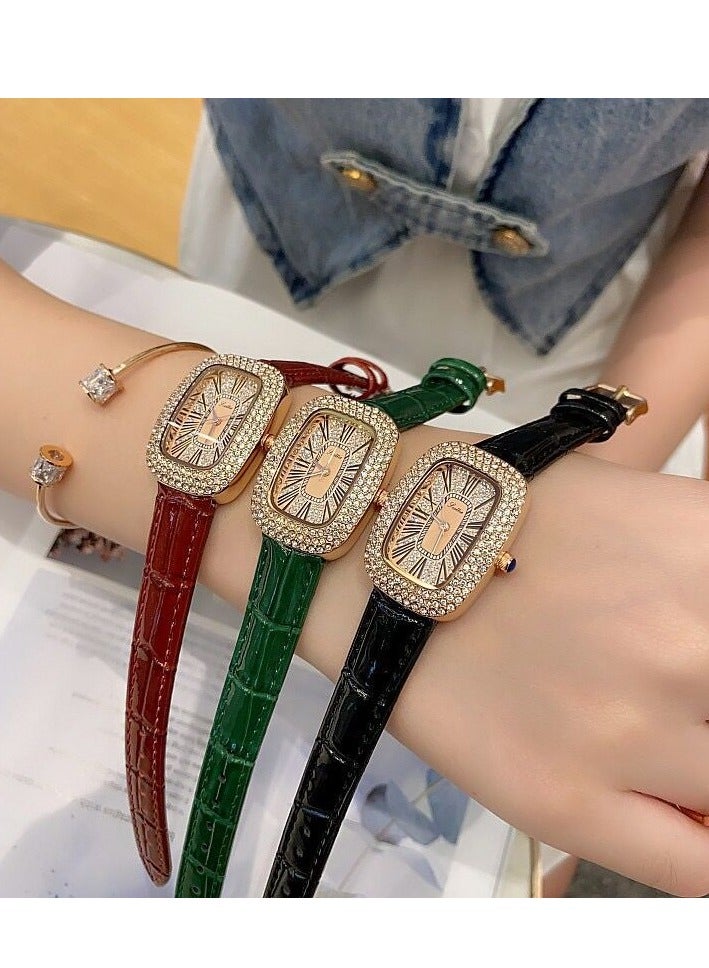 Oval Shaped Women's Watch Belt With Antique Style, Vintage Full Diamond Inlay, Exquisite Craftsmanship For Women's Watches