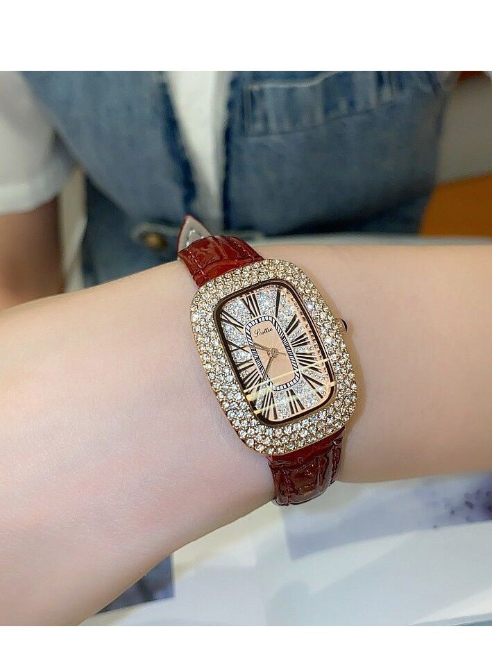 Oval Shaped Women's Watch Belt With Antique Style, Vintage Full Diamond Inlay, Exquisite Craftsmanship For Women's Watches