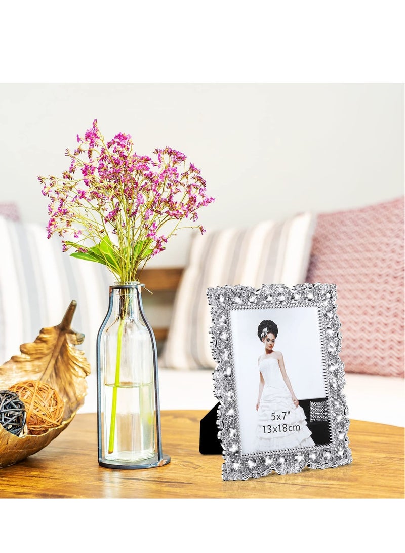 Enhance Your Cherished Moments with a Set of 2 Rhinestone Crystal Picture Frames - Ideal for Weddings, Birthdays, and Special Occasions