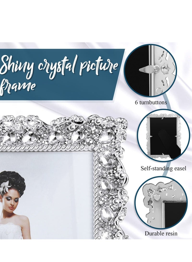 Enhance Your Cherished Moments with a Set of 2 Rhinestone Crystal Picture Frames - Ideal for Weddings, Birthdays, and Special Occasions