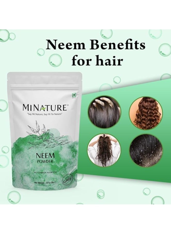 mi nature Neem Leaf Powder 100% Pure, Natural and Plant Based - (227g) - Resealable Zip Lock Pouch