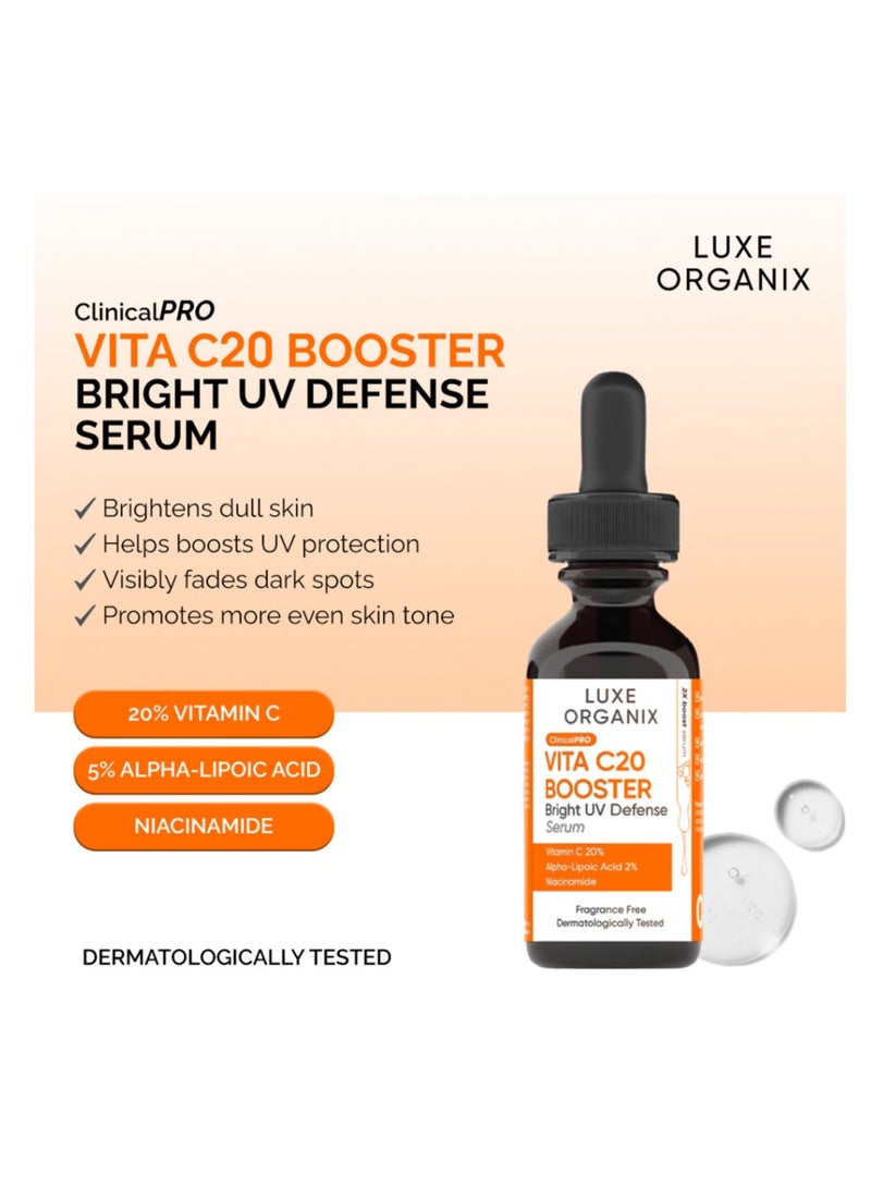 Luxe Organix ClinicalPRO Vita C20 Booster Bright UV Defense Serum 30ml