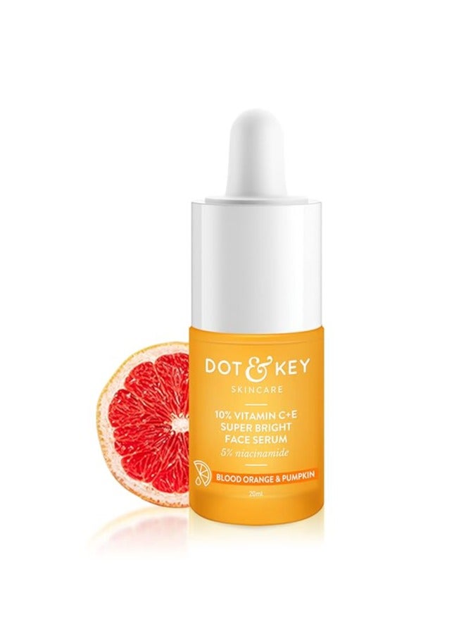 Dot & Key 10% Vitamin C + E, 5% Niacinamide Serum | Vitamin C Serum For Glowing Skin | Fades Dark Spots | Vit C Serum with Blood Orange & Pumpkin | For Uneven & Dull Skin | For All Skin Types | 20ml