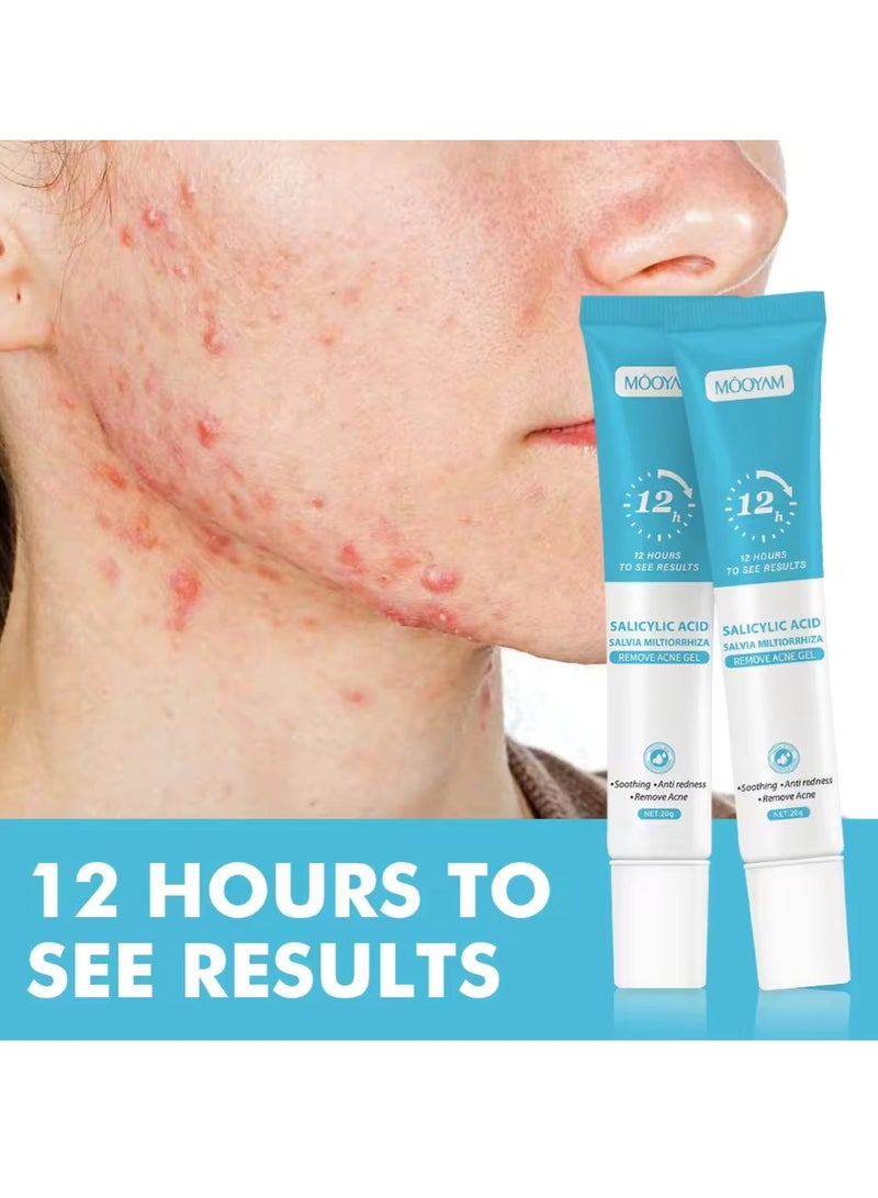 Salicylic Acid Acne Gel 12H Results Soothing Acti Redness Acne Cream Repair Damaged Skin Oil Control Tighten Pores Moisturizing Hydrating Acne Treatment Cream 20g