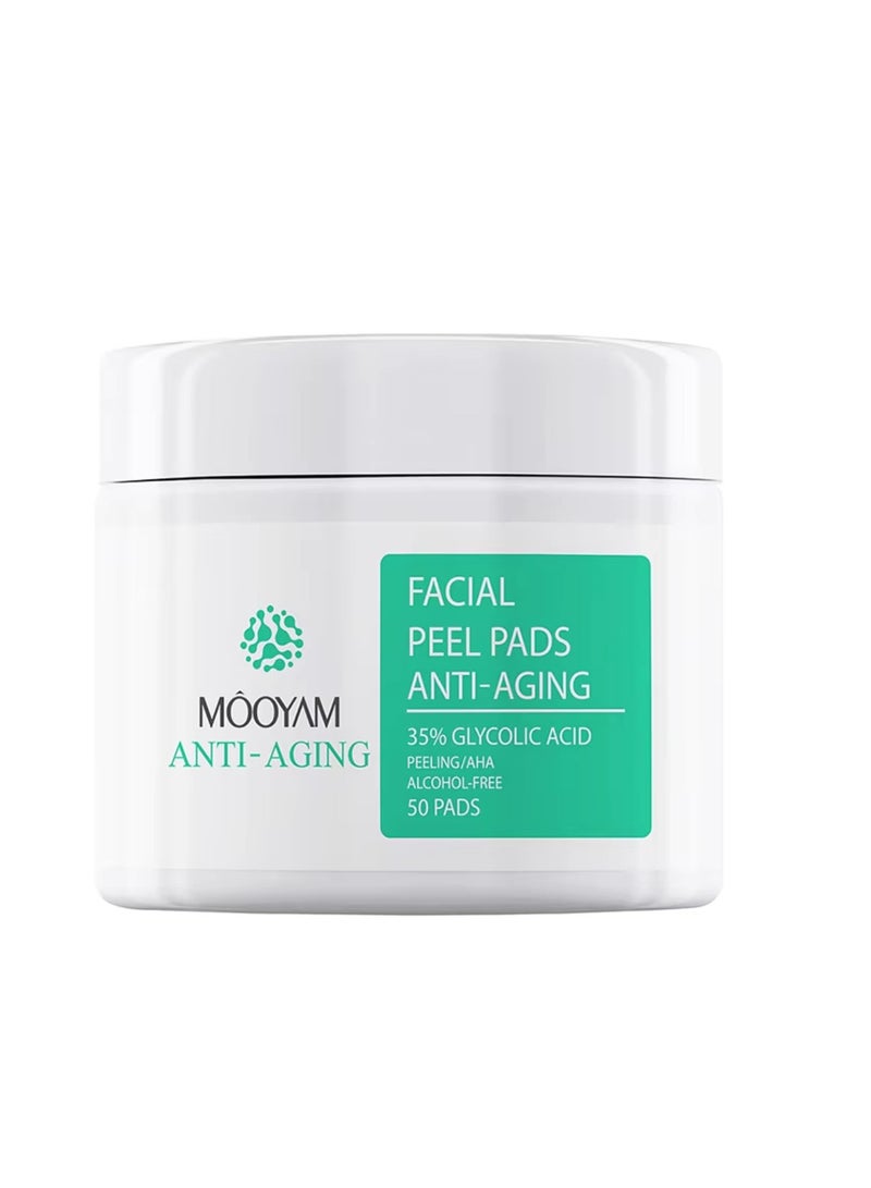 50 Pads Facial Peel Pads Anti Aging 35% Glycolic Acid Facial Pads Reduce Acne Blackheads Peeling Exfoliates with Glycolic Acid and AHA Moisturizing Nourishing Glycolic Acid Cleansing Resurfacing Pad