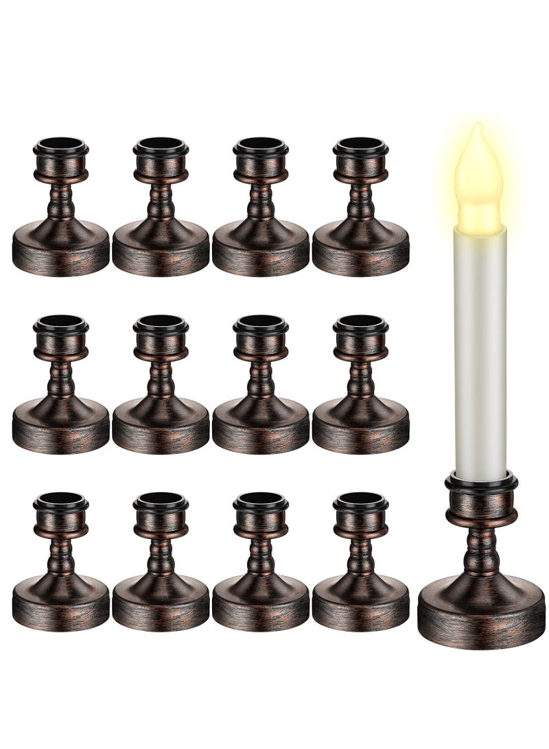 12 Black Plastic Candle Holders for Wedding and Dinner Table Centerpieces Traditional Taper Candlesticks