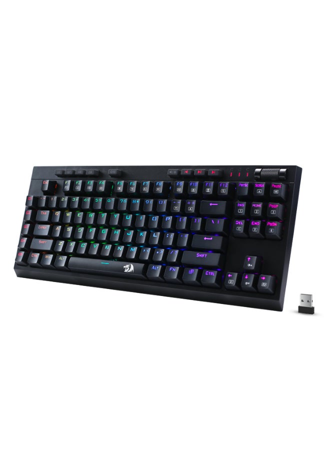 Redragon K596 VISHNU 3 Modes RGB Mechanical Gaming Keyboard, 87 Keys TKL Compact Keyboard with 2400 mAh Battery