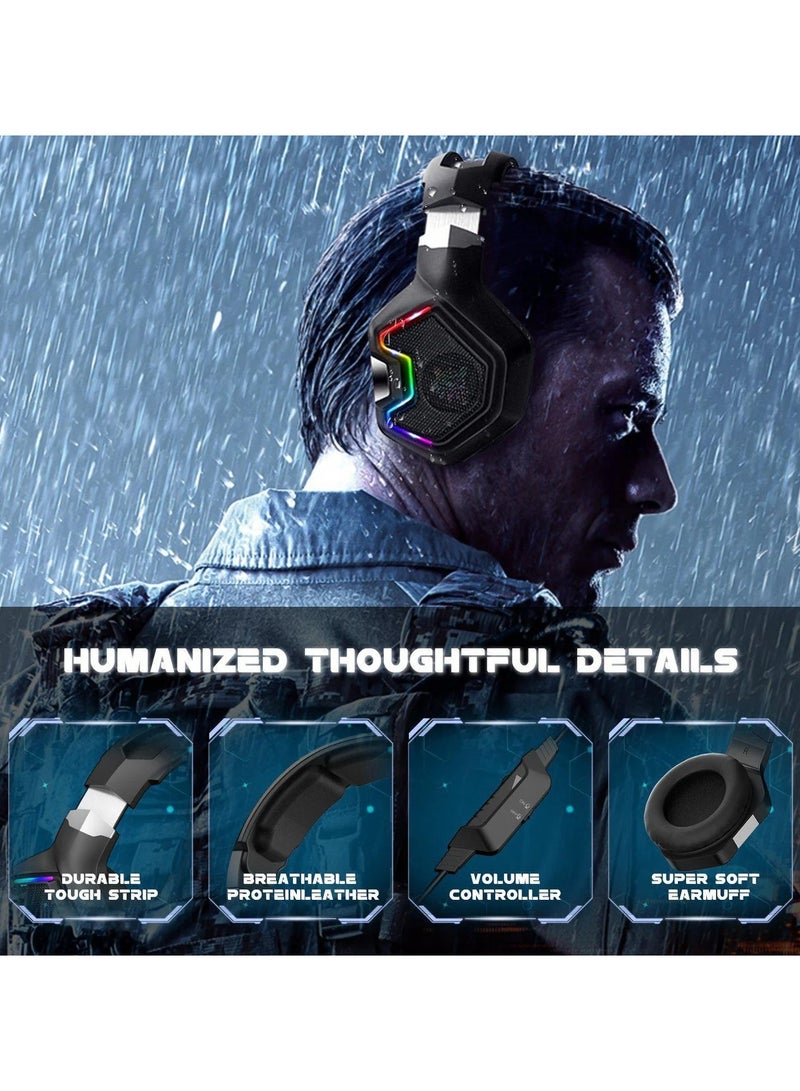 Onikuma K10 Pro Gaming Headset With Surround Sound Pro Noise Canceling Gaming Headphones With Mic And RGB LED Light