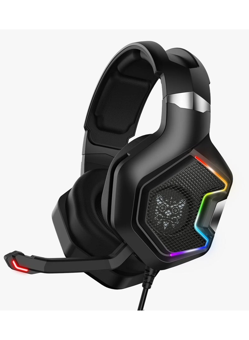 Onikuma K10 Pro Gaming Headset With Surround Sound Pro Noise Canceling Gaming Headphones With Mic And RGB LED Light