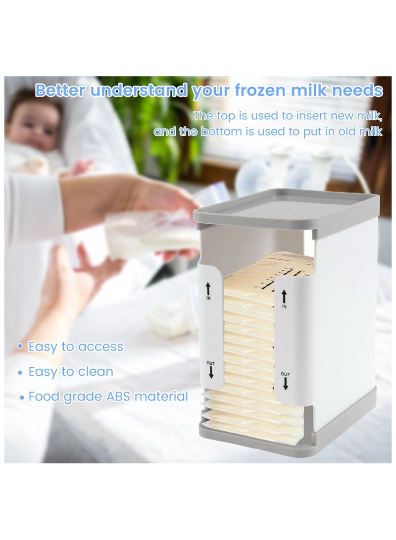 Freeze Organizer for Breast Milk Storage Bags, 1700ml Breast Milk Storage Organizer Breast Milk Storage Tower First in First Out Breastmilk Bag Organizer for Freezing Breastmilk, 8.1 × 6.5 × 4.7 in