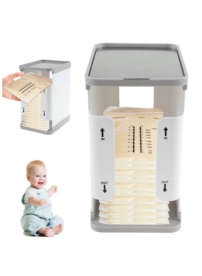 Freeze Organizer for Breast Milk Storage Bags, 1700ml Breast Milk Storage Organizer Breast Milk Storage Tower First in First Out Breastmilk Bag Organizer for Freezing Breastmilk, 8.1 × 6.5 × 4.7 in