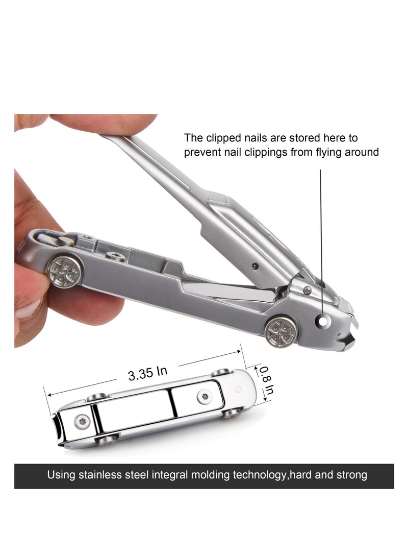 Stainless Steel Nail Clipper Set with Stylish Car Design, Splash-Proof Case, Includes Nail File and Metal Box for Men and Women