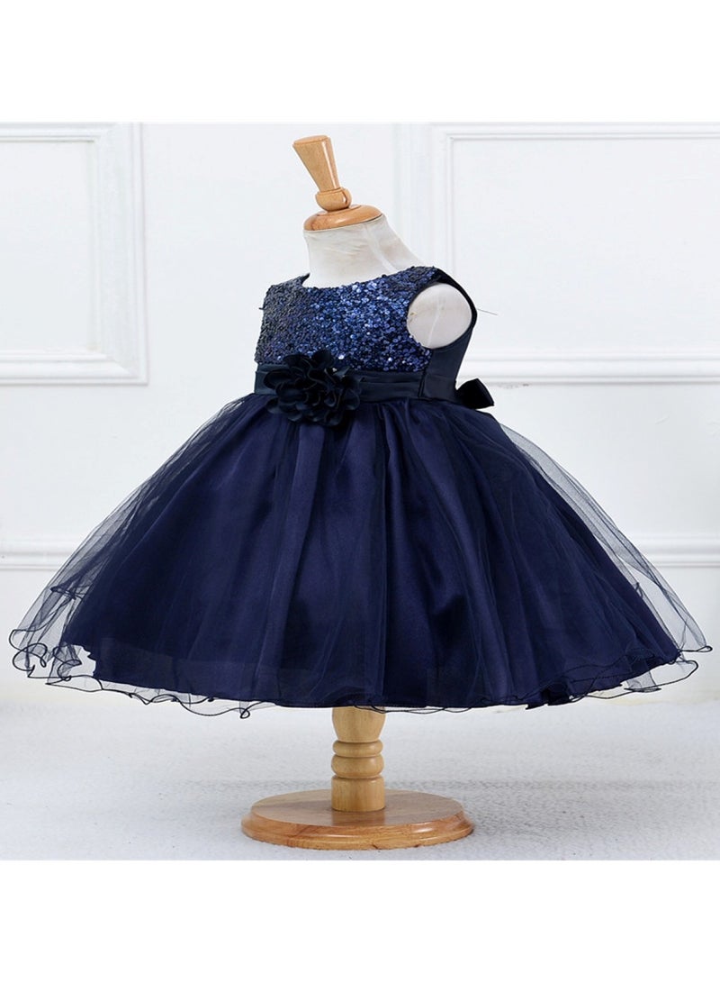 Sparkly Sequins and Flower Dress Navy