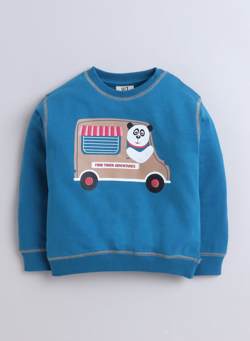 Cute Truck Printed Sweatshirt and Jogger 2 Pc set