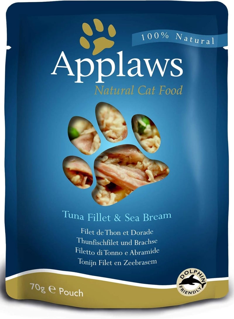 Applaws Tuna & Sea Bream Adult Wet Cat Food 70g Pouch 12 pieces per    pack