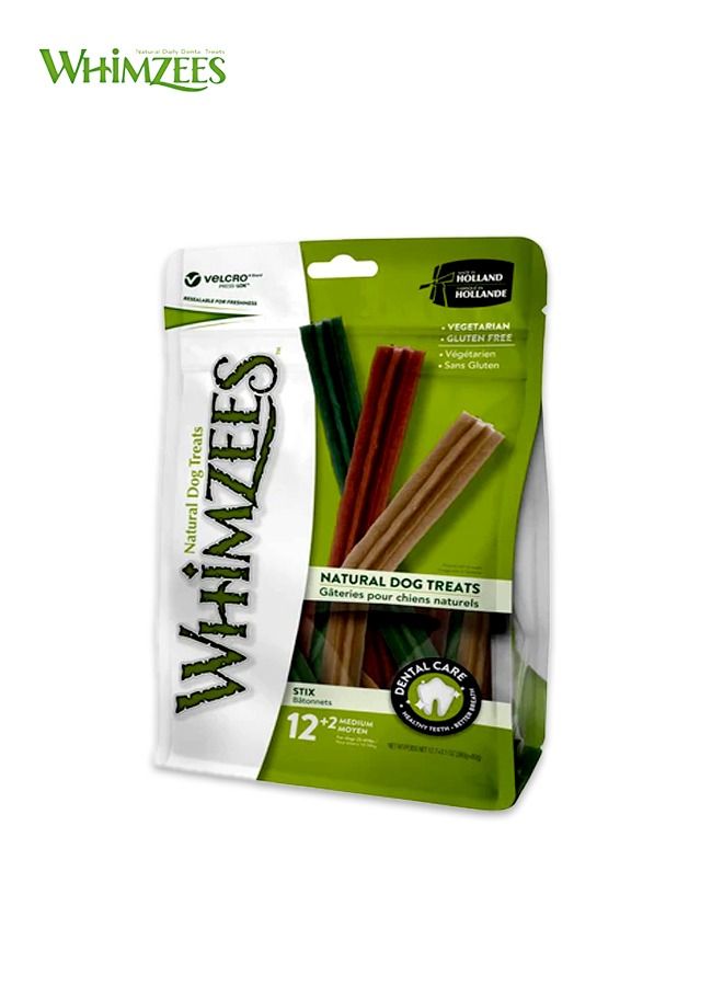 Natural Dental Dog Treats Stix - Medium (12+2)